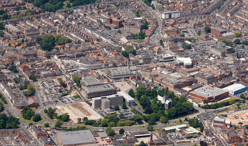 Darlington town centre from the air