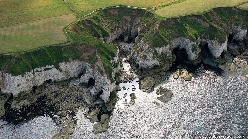 coastal erosion at Flamborough Head from the air 
