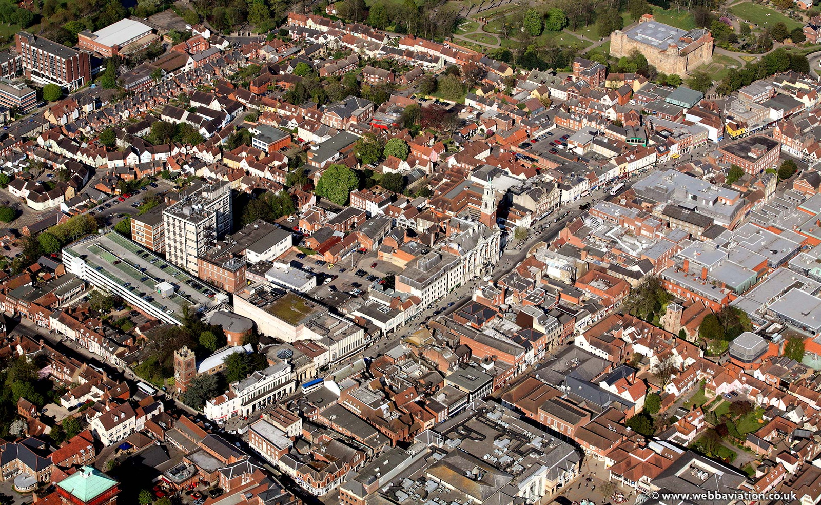 Colchester town centre from the air  