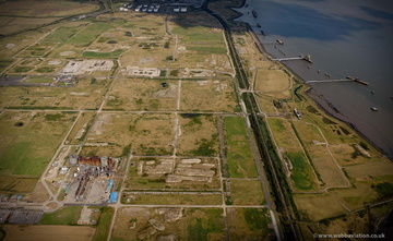 former Shell Haven refinery site from the air 