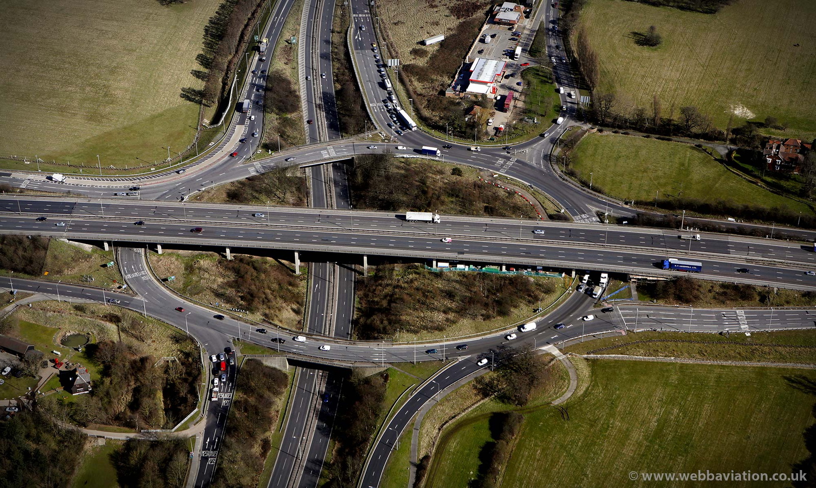 M25 Junction 28 Brook Street Interchange  from the air 