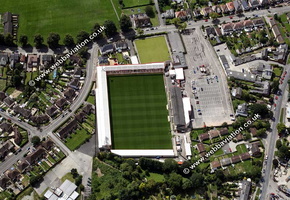 Whaddon Road,aka LCI Rail Stadium Cheltenham,  football stadium aerial photograph 