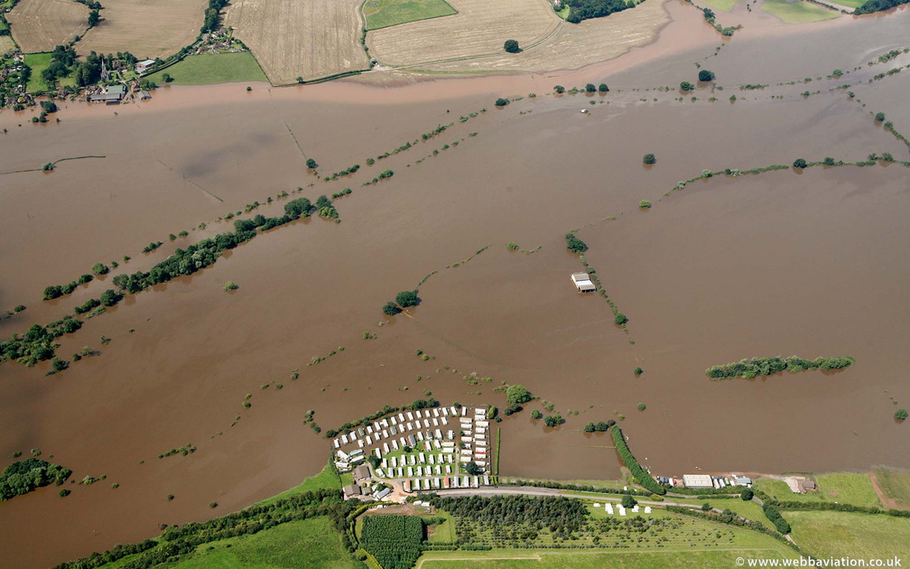 Shuthonger  during the great River Severn floods of 2007 from the air