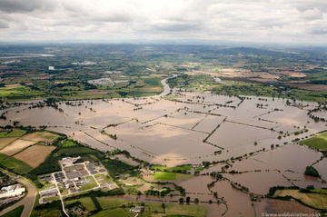 Gloucester wastewater treatment works (WwTW)  during the great floods of 2007 from the air