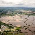 Gloucester wastewater treatment works (WwTW)  during the great floods of 2007 from the air