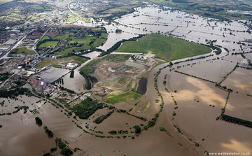 Gloucester   during the great River Severn floods of 2007 from the air
