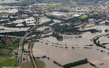Gloucester   during the great River Severn floods of 2007 from the air