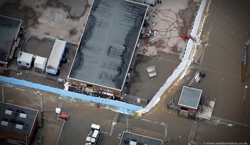 Walham Substation during the great River Severn floods of 2007 from the air