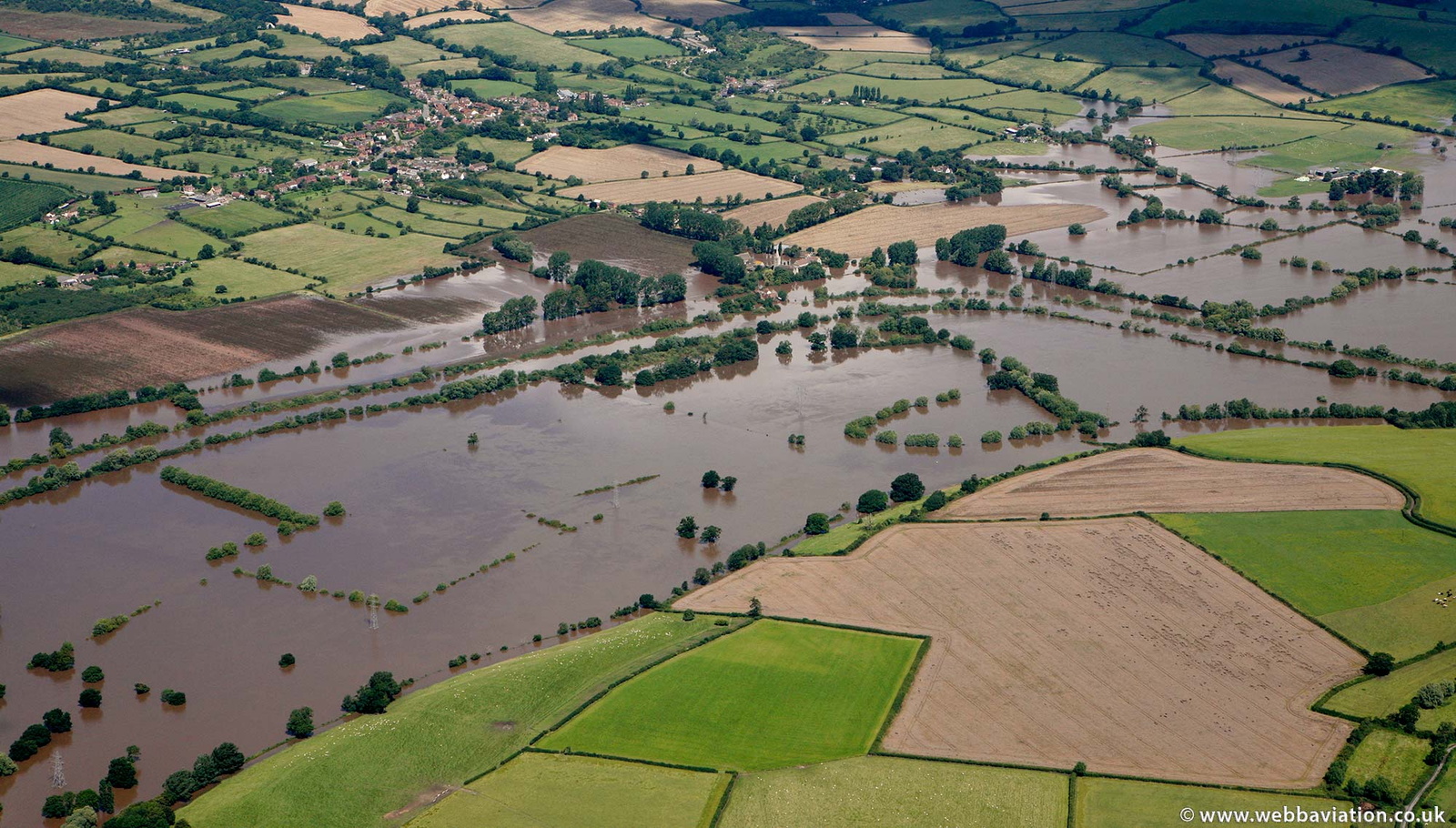 Ashleworth Gloucestershire during the great River Severn floods of 2007 from the air