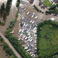 caravan site on westend parade gloucester during the great River Severn floods of 2007 from the air