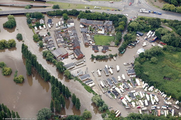 Westend Parade, Westend Terrace & Alney terrace  gloucester during the great River Severn floods of 2007 from the air