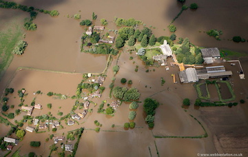 Deerhurst near Tewkesbury in Gloucestershire during the great River Severn floods of 2007 from the air