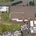 Meadow Park Stadium Gloucester during the great floods of 2007 from the air