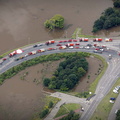  the gathering of Emergency Services in Gloucester  during the great River Severn floods of 2007 from the air