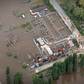 Castle Mead Electrical substation Gloucester  during the great River Severn floods of 2007 from the air