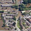 Bredon Road Tewkesbury  during the great floods of 2007 from the air