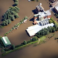 Borough Mills Tewkesbury  during the great floods of 2007 from the air