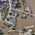 King John's Bridge, Mythe Road  Tewkesbury  during the great floods of 2007 from the air