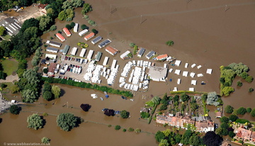 Mill Avon Holiday Park Tewkesbury during the great floods of 2007 from the air