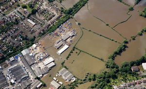 Bredon Road Tewkesbury  during the great floods of 2007 from the air