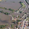   looking along the flooded River Avon in  Tewkesbury during the great floods of 2007 from the air