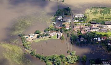 Walton Cardiff  during the great floods of 2007 from the air