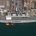 HMS  Ark Royal Portsmouth  Hampshire  England UK aerial photograph