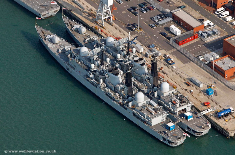 HMS Southampton Portsmouth  Hampshire  England UK aerial photograph