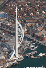 Spinnaker Tower Portsmouth  Hampshire  England UK aerial photograph