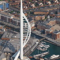 Spinnaker Tower Portsmouth  Hampshire  England UK aerial photograph