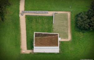  Hypocaust & Roman Mosaic museum in Verulamium Park St Albans aerial photo
