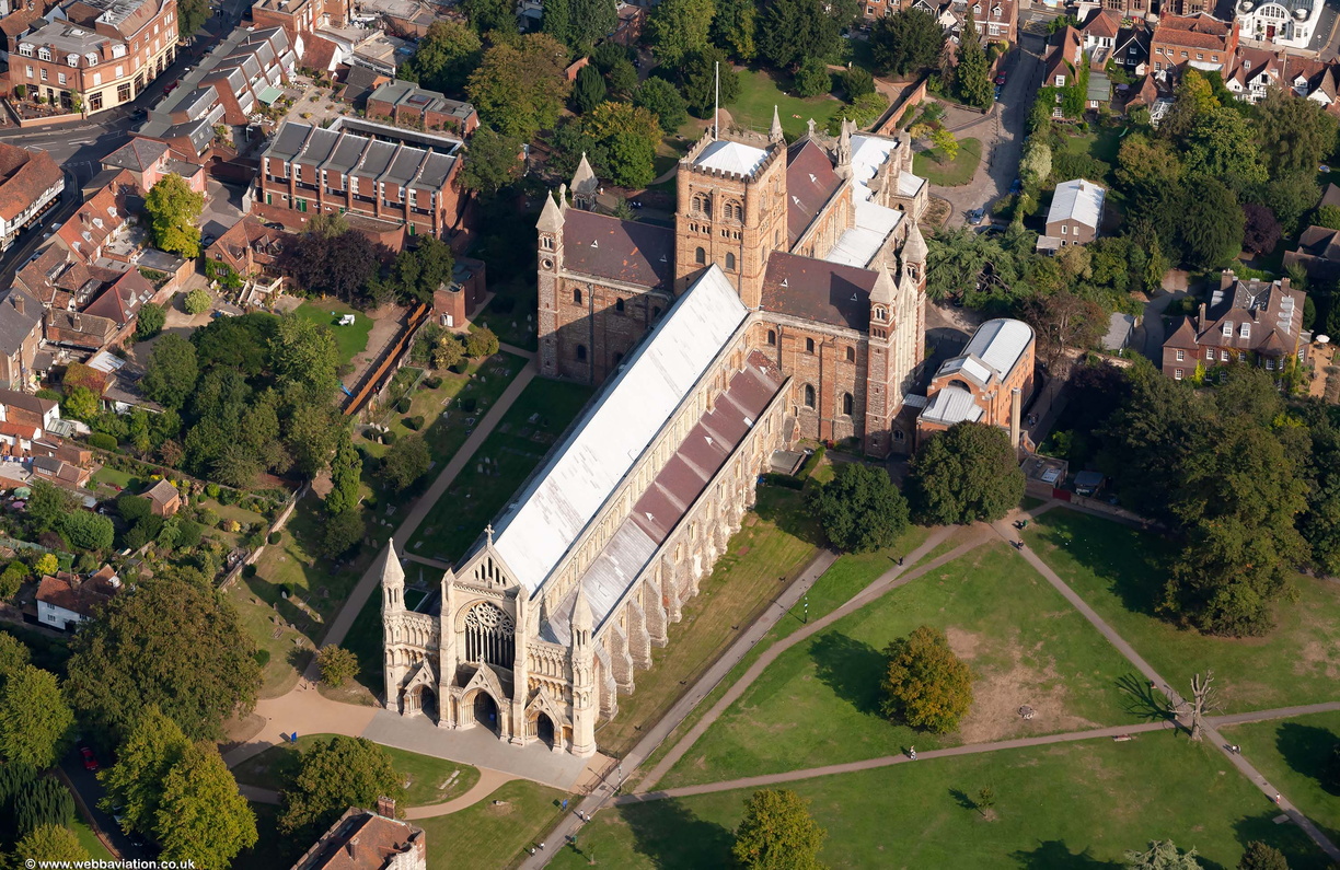 St Albans Cathedral aerial photo