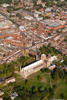St Albans Cathedral  Hertfordshire  Hampshire  England UK aerial photograph