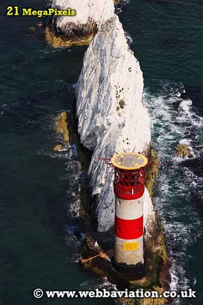 the Needles lighthouse  Isle of Wight   England UK aerial photograph