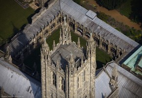 top of  Canterbury Cathedral's  from the air