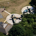 Spitfire & Huricane at the Battle of Britain Memorial, Capel-le-Ferne from the air
