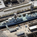 HMS Cavalier from the air
