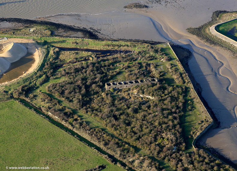 blockhouse associated with Cliffe Fort  from the air