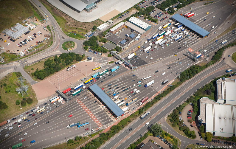 toll booths on the Dartford Crossing  from the air