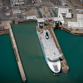 DFDS ferry at Dover from the air