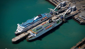 P&O ferry at Dover from the air