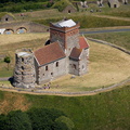 Roman Pharos lighthouse at Dover from the air