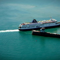 ferry leaving the Port of Dover from the air
