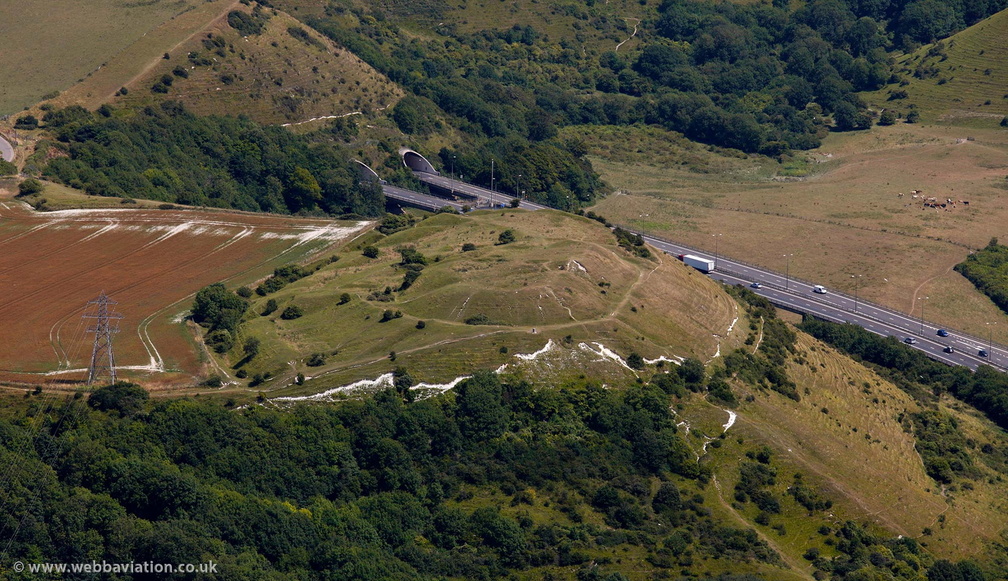 Roundhill Tunnel  A20 Folkestone  from the air