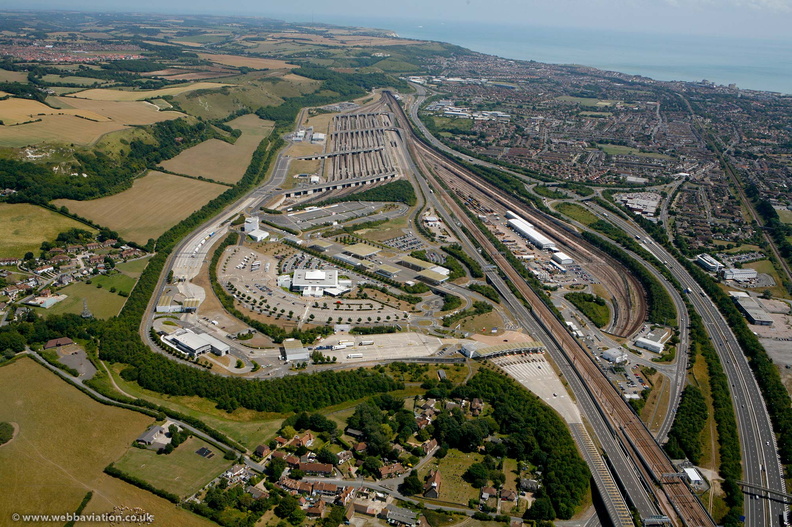 Channel Tunnel  Eurotunnel UK Terminal at Folkestone from the air