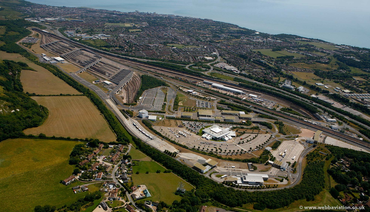 Channel Tunnel - Chunnel -  UK Terminal at Folkestone from the air