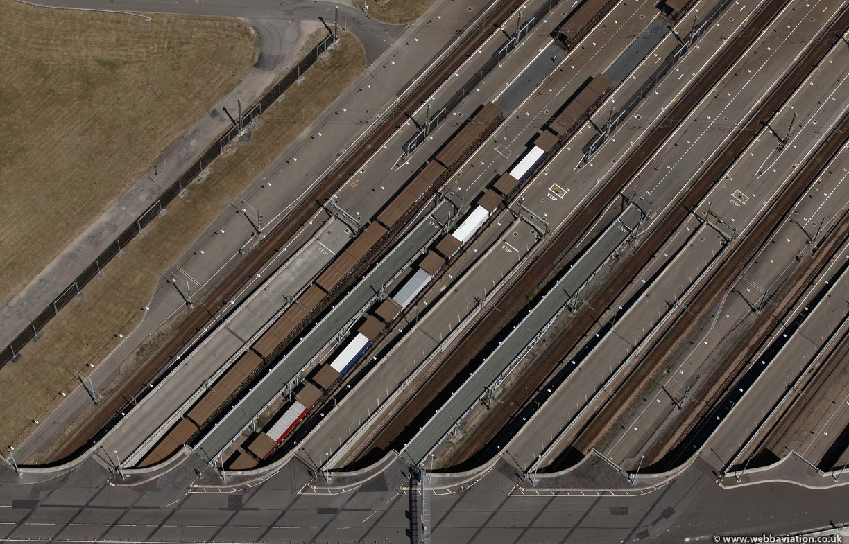  Eurotunnel Shuttle loading ramps from the air