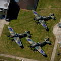 Hawker Hurricane Fighter aircraft at the Battle of Britain Museum in Hawkinge  Kent  England UK aerial photograph
