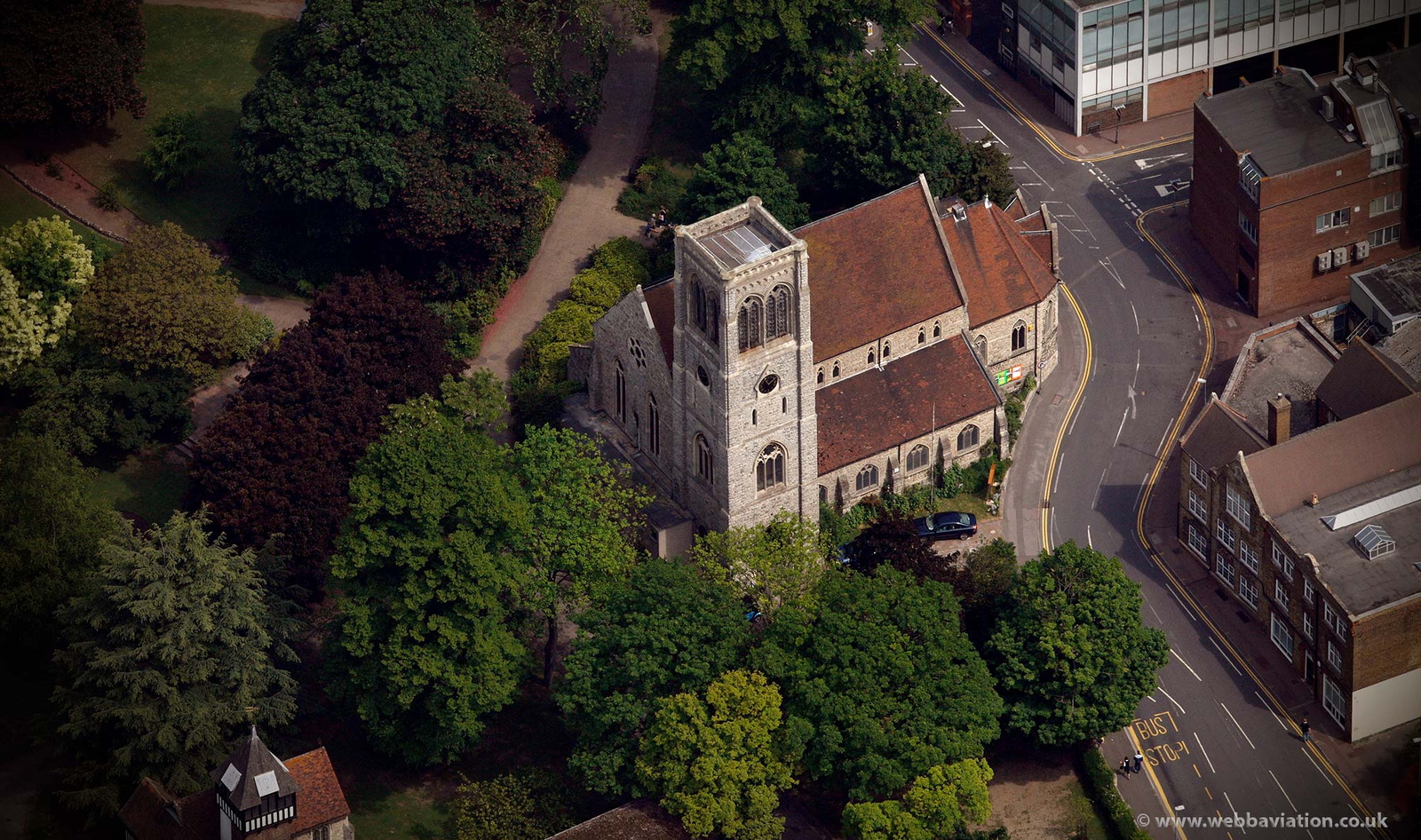 St Faith's Church Maidstone from the air