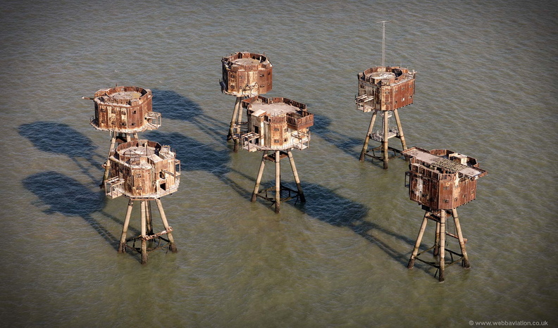 Red Sands Fort ,  Maunsell Sea Fort from the air